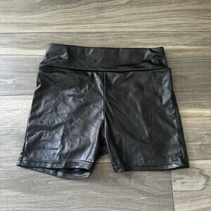 High-Rise Faux Leather Biker Shorts Size Small Black vegan leather
